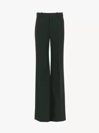 Pantaloni sartoriali svasati in crêpe di lana