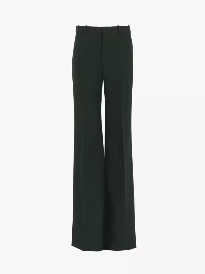 Pantaloni sartoriali svasati in crêpe di lana Pantaloni sartoriali svasati in crêpe di lana