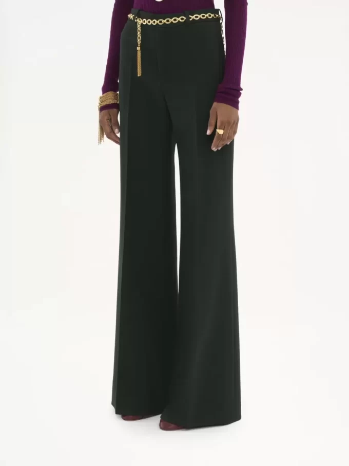 Pantaloni sartoriali svasati in crêpe di lana Pantaloni sartoriali svasati in crêpe di lana