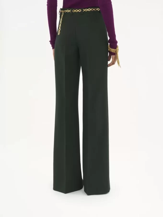 Pantaloni sartoriali svasati in crêpe di lana Pantaloni sartoriali svasati in crêpe di lana