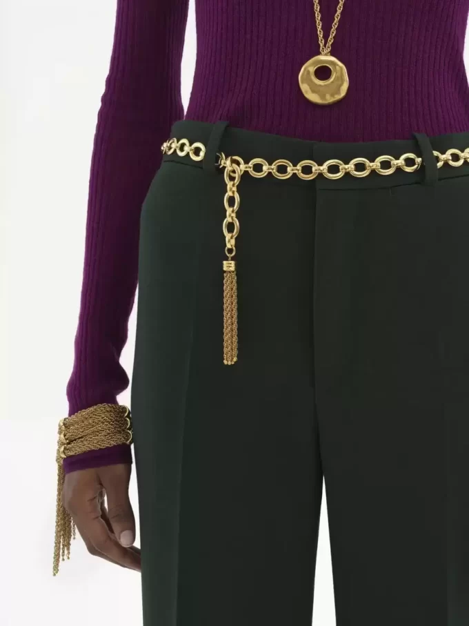 Pantaloni sartoriali svasati in crêpe di lana Pantaloni sartoriali svasati in crêpe di lana