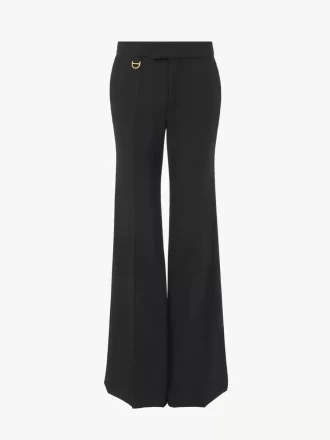 Pantaloni sartoriali svasati in gabardine di lana