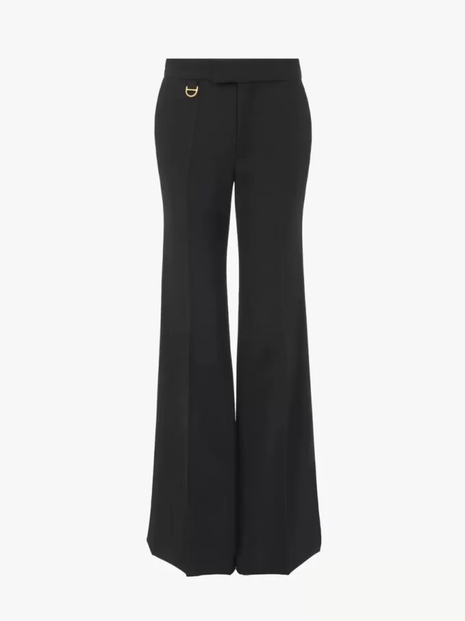 Pantaloni sartoriali svasati in gabardine di lana Pantaloni sartoriali svasati in gabardine di lana