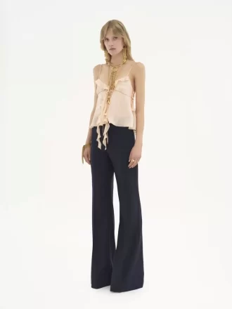 Pantaloni sartoriali svasati in lana elasticizzata Pantaloni sartoriali svasati in lana elasticizzata