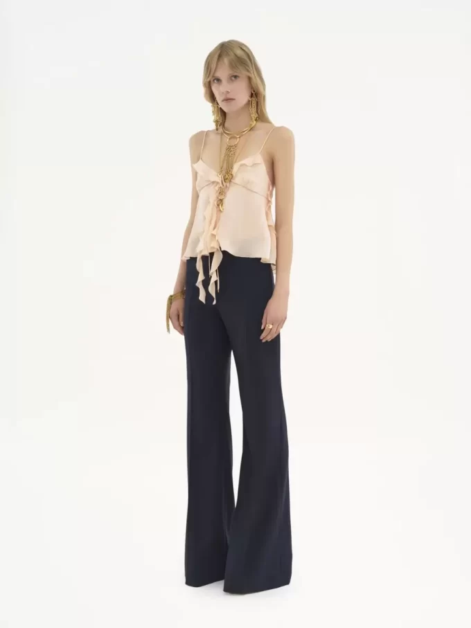 Pantaloni sartoriali svasati in lana elasticizzata Pantaloni sartoriali svasati in lana elasticizzata