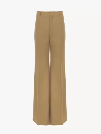 Pantaloni sartoriali svasati in lana grain de poudre