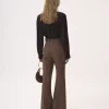 Pantaloni svasati a vita alta in lana a quadri