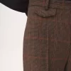 Pantaloni svasati a vita alta in lana a quadri