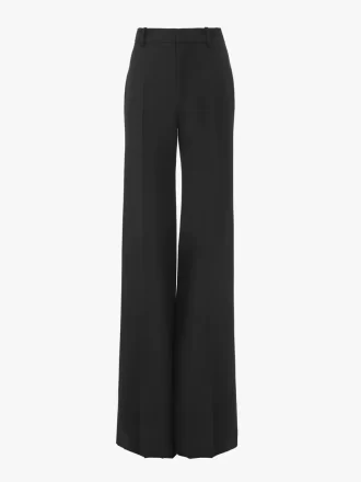 Pantaloni svasati a vita alta in lana grain de poudre Pantaloni svasati a vita alta in lana grain de poudre