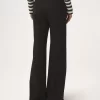 Pantaloni svasati a vita alta in lana grain de poudre