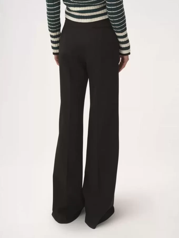 Pantaloni svasati a vita alta in lana grain de poudre
