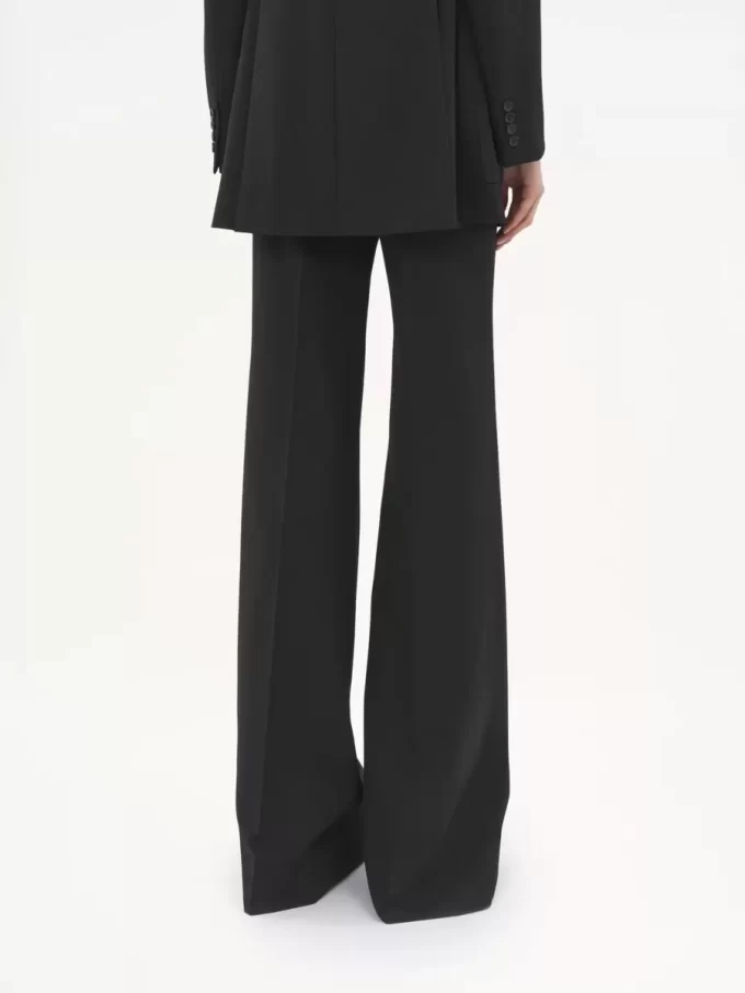 Pantaloni svasati a vita alta in lana grain de poudre Pantaloni svasati a vita alta in lana grain de poudre