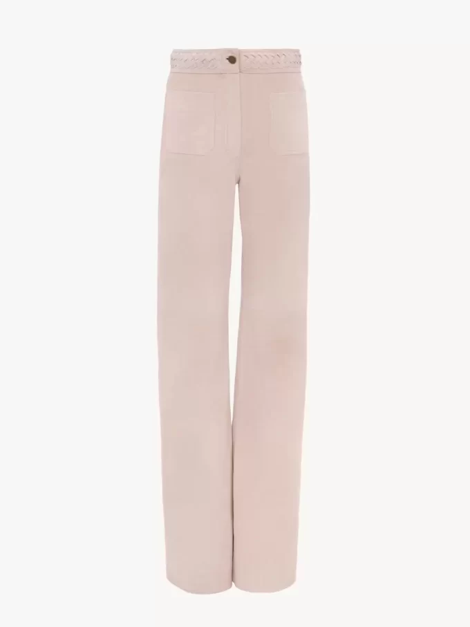 Pantaloni svasati a vita alta in pelle scamosciata Pantaloni svasati a vita alta in pelle scamosciata