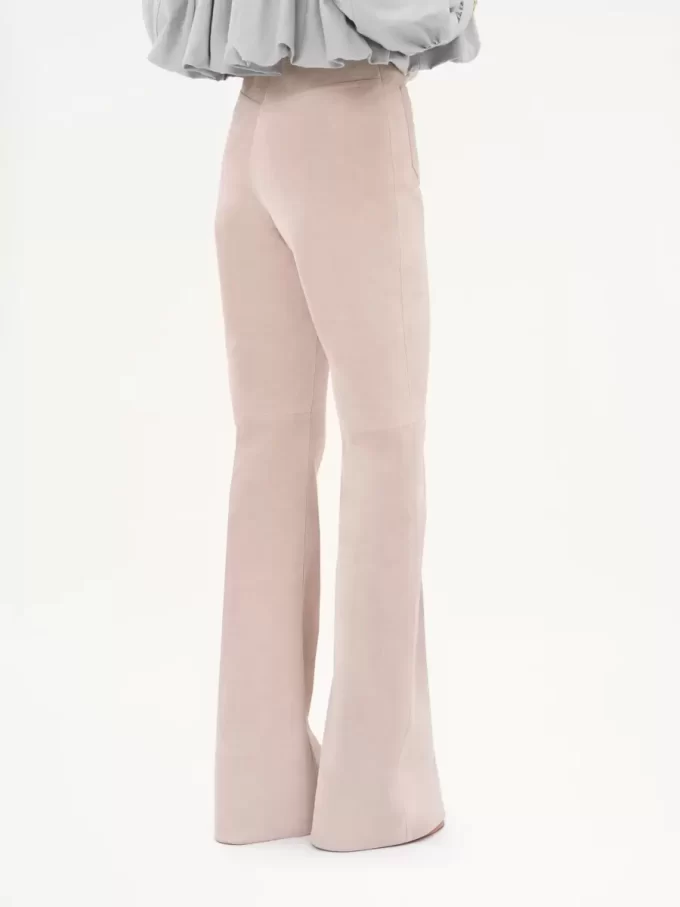 Pantaloni svasati a vita alta in pelle scamosciata Pantaloni svasati a vita alta in pelle scamosciata