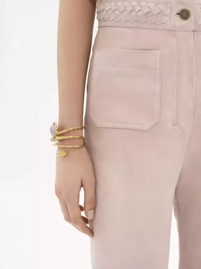 Pantaloni svasati a vita alta in pelle scamosciata Pantaloni svasati a vita alta in pelle scamosciata