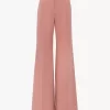 Pantaloni svasati a vita alta in tela di cotone