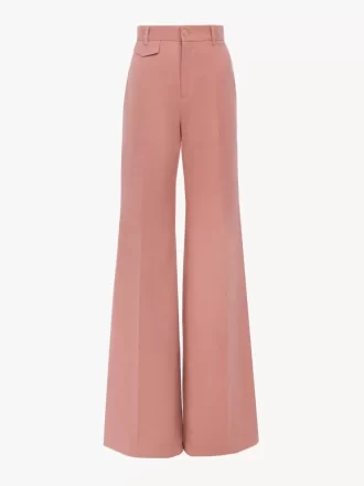 Pantaloni svasati a vita alta in tela di cotone