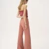 Pantaloni svasati a vita alta in tela di cotone