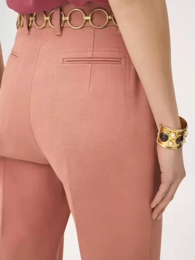 Pantaloni svasati a vita alta in tela di cotone