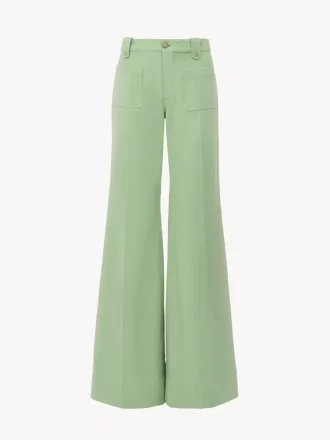 Pantaloni svasati in tela di cotone Pantaloni svasati in tela di cotone