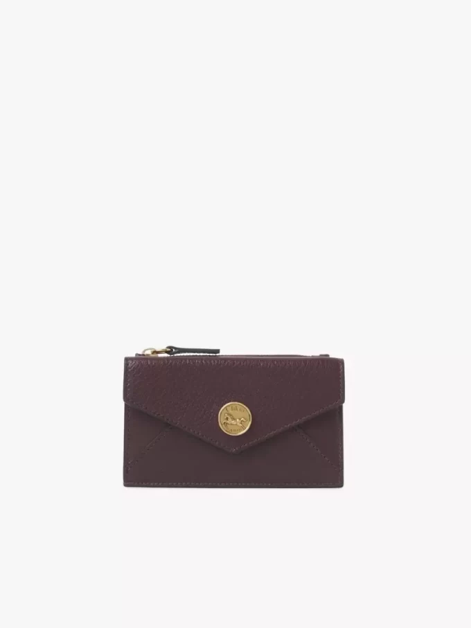 Piccola borsa a busta con scomparti per carte in pelle martellata Piccola borsa a busta con scomparti per carte in pelle martellata