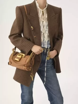 Piccola borsa a catena Paddington in pelle martellata