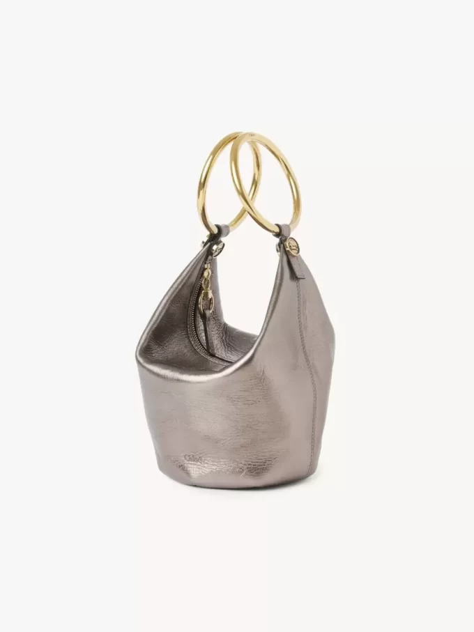 Piccola borsa a mano Bracelet in pelle metallizzata Piccola borsa a mano Bracelet in pelle metallizzata