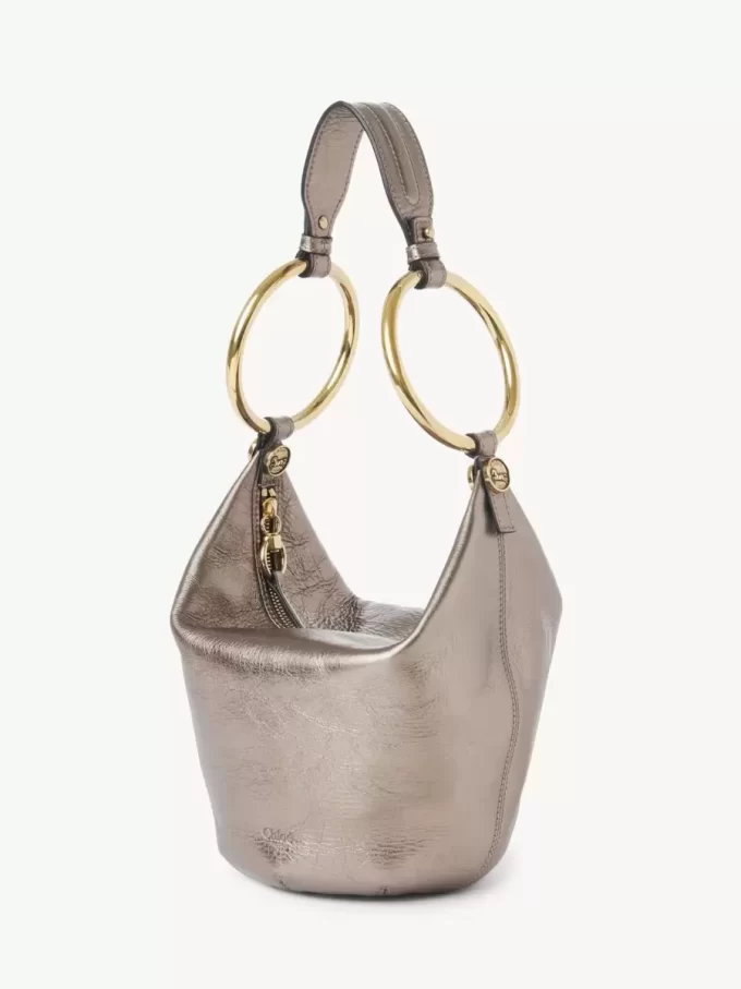 Piccola borsa a mano Bracelet in pelle metallizzata Piccola borsa a mano Bracelet in pelle metallizzata