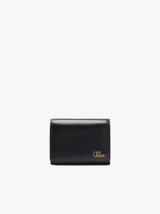 Piccola borsa Chloé Iconic tri-fold con tasca portamonete in pelle lucida