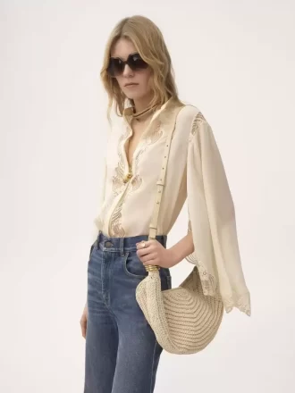 Piccola borsa Hobo con bracciale all’uncinetto