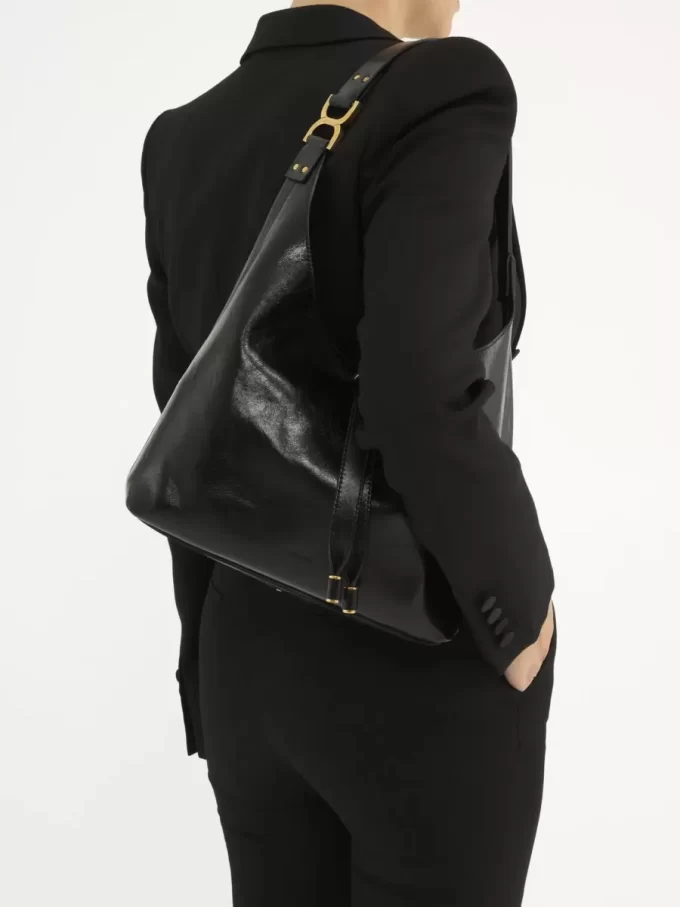 Piccola borsa hobo Marcie in pelle lucida Piccola borsa hobo Marcie in pelle lucida