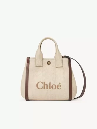 Piccola borsa tote Chloé Carry in fibre effetto rafia