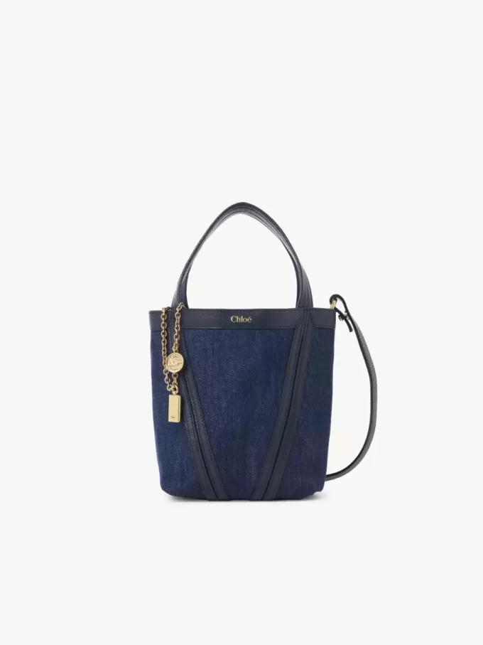 Piccola borsa tote Chloé Spin in denim Piccola borsa tote Chloé Spin in denim