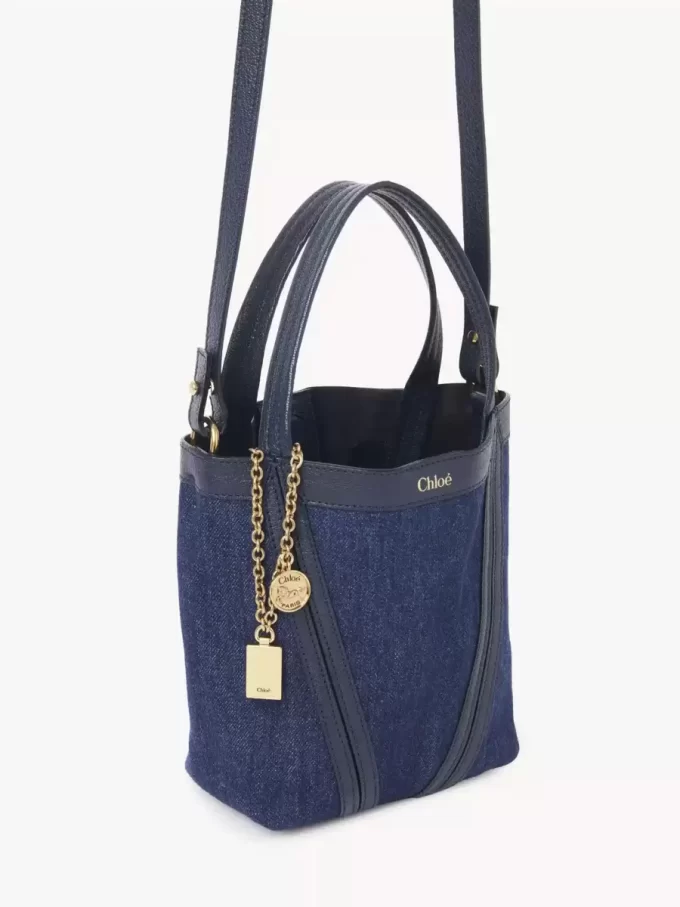 Piccola borsa tote Chloé Spin in denim Piccola borsa tote Chloé Spin in denim
