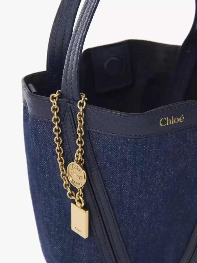 Piccola borsa tote Chloé Spin in denim Piccola borsa tote Chloé Spin in denim