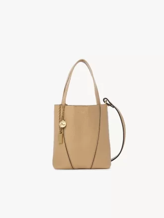Piccola borsa tote Chloé Spin in pelle martellata Piccola borsa tote Chloé Spin in pelle martellata