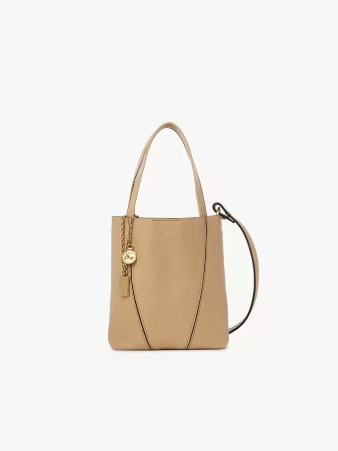 Piccola borsa tote Chloé Spin in pelle martellata Piccola borsa tote Chloé Spin in pelle martellata