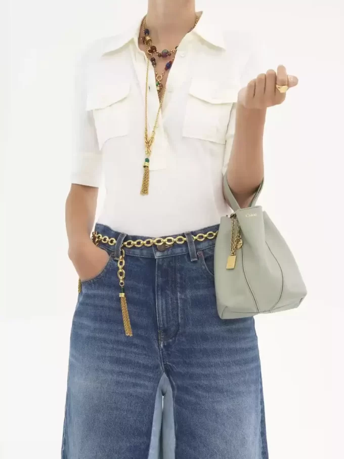Piccola borsa tote Chloé Spin in pelle martellata Piccola borsa tote Chloé Spin in pelle martellata