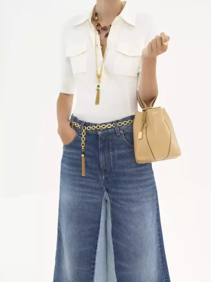 Piccola borsa tote Chloé Spin in pelle martellata Piccola borsa tote Chloé Spin in pelle martellata