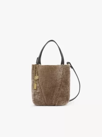 Piccola borsa tote Chloé Spin in shearling