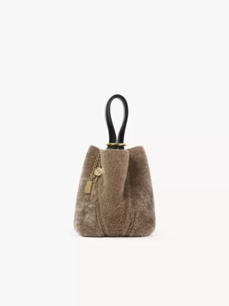 Piccola borsa tote Chloé Spin in shearling