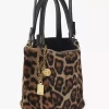 Piccola borsa tote Chloé Spin in shearling con stampa leopardata Piccola borsa tote Chloé Spin in shearling con stampa leopardata