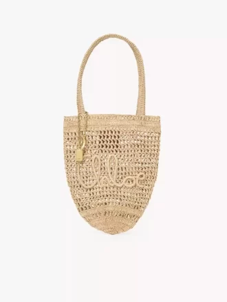 Piccola borsa tote Summer Banana in rafia