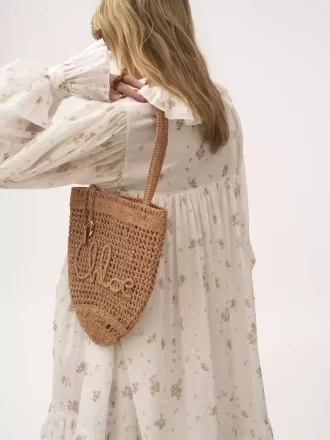 Piccola borsa tote Summer Banana in rafia