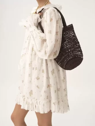 Piccola borsa tote Summer Banana in rafia