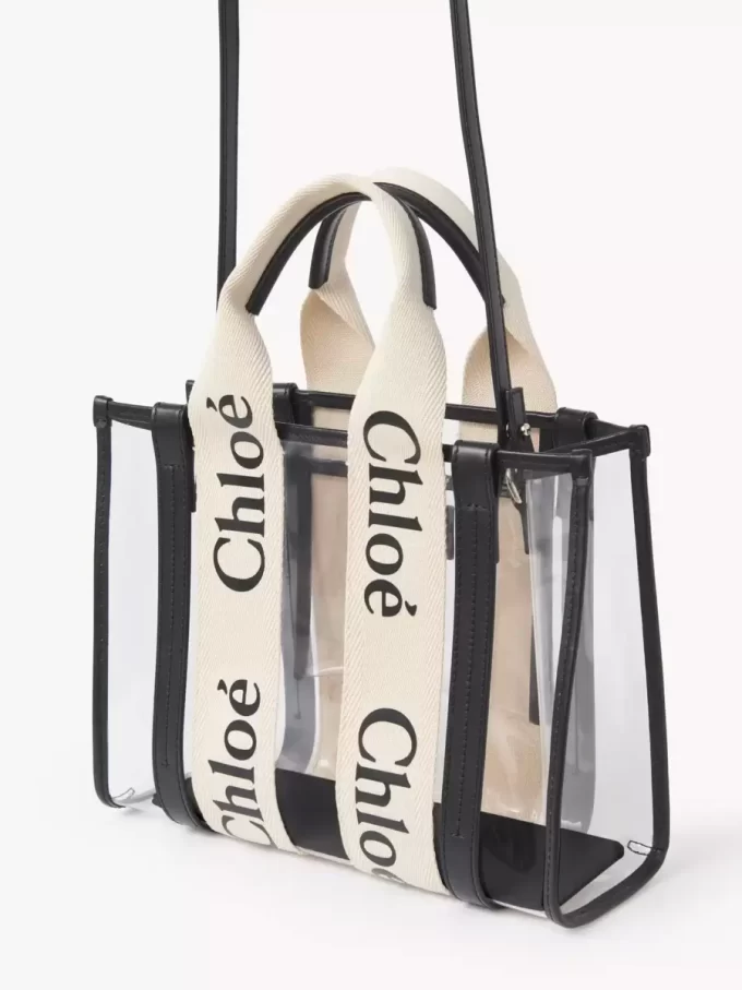 Piccola borsa tote Woody in gelatina e pelle Piccola borsa tote Woody in gelatina e pelle