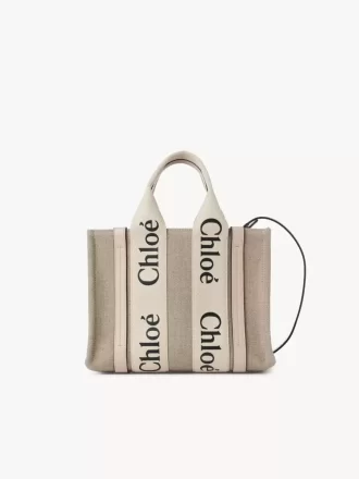 Piccola borsa tote Woody in lino