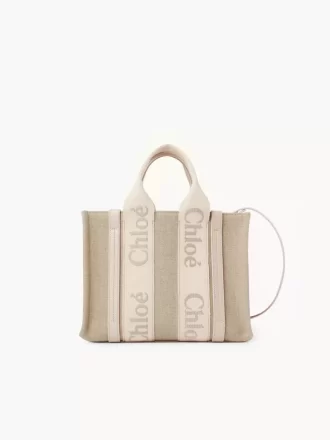 Piccola borsa tote Woody in lino