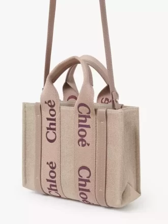 Piccola borsa tote Woody in lino
