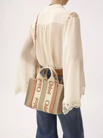 Piccola borsa tote Woody in lino